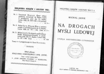 (3106) NA DROGACH MYŚLI LUDOWEJ STUDJA HISTORYCZNOLITERACKIE- MICHAŁ JANIK