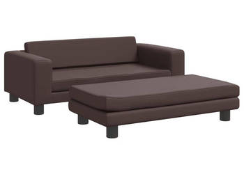 Sofa dziecięca z podnóżkiem brązowa 100x50x30 cm ekoskóra WM-3196416