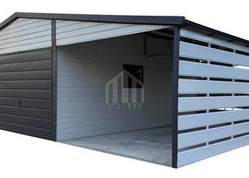 Garaż blaszany 6x5m + wiata 3m - 2x brama - okno - dach - rynny SO131