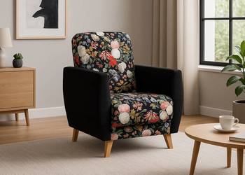 Fotel Tradycyjny Uszak Patchwork Stylowy Wygodny do Salonu Ręcznie Szyty No