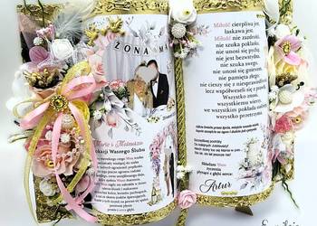 Spersonalizowana Księga Pamiątka A4 na stojaczku, prezent Ślub WESELE