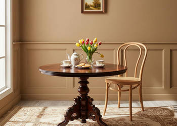 Ława Stolik kawowy rzeźbiony LUDWIK Filip mahoniowy FORNIR PIĘKNY BLAT