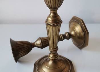 Stare przedwojenne 2 świeczniki stary mosiądz Art Deco, Secesja