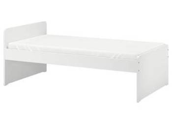 Łóżko SLÄKT IKEA 90x200 cm z Materacem (Czysty, Wyprany Pokrowiec) – Białe