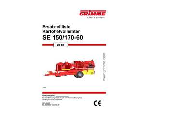 GRIMME SE 150 170-60  katalog części kombajn ziemniaczany