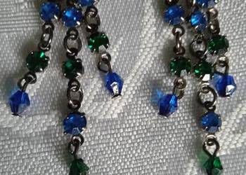 POSREBRZANE, NOWE KOLCZYKI Z KOLOROWYMI CYRKONIAMI SZLIF.