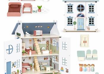 Drewniany domek dla lalek Lily 3 piętra 5 pomieszczeń meble figurki ECOTOYS