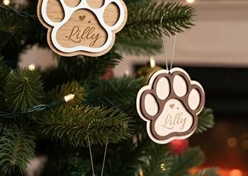 Świąteczna Bombka - Łapka z imieniem pieska