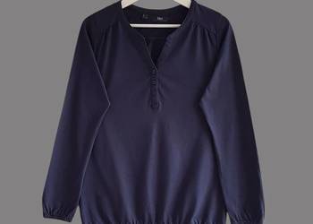 Damska bluzka granatowa bawełniana z długim rękawem Bonprix 36/38 S/M