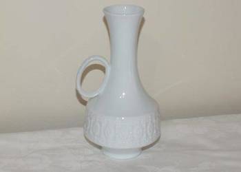 Biały ręcznie robiony ceramiczny wazon niemiecki-sygnowany