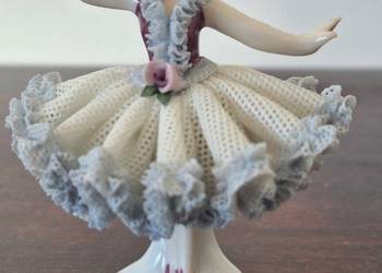 Figurka porcelanowa Dresden koronkowa dama tancerka balerina porcelana kryn
