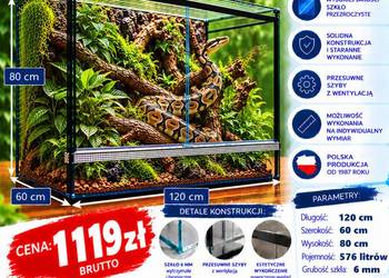 Terrarium szklane 120x60x80 cm – szkło 6 mm – producent