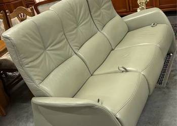 Wypoczynek skórzany 3+1, funkcja relax + podnóżek