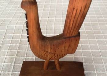 Ptak na biegunach rzeźbiony w drewnie lata 60. Designerski unikat.