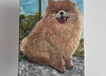 Obrazek olejny na płótnie 18x24 cm Piesek