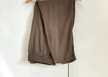 Oliwkowe spodnie wiskozowe paperbag H&M XL plus size zielone