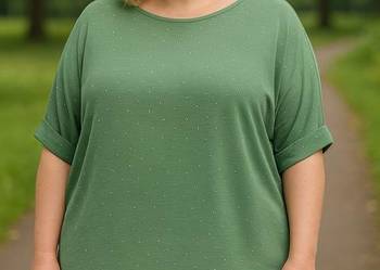 Bluzka damska z kryształkami Duże rozmiary Komfort i styl biust 138 CM