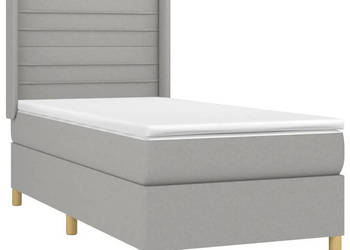Łóżko kontynentalne z materacem jasnoszare tkanina 90x190cm WM-3138917