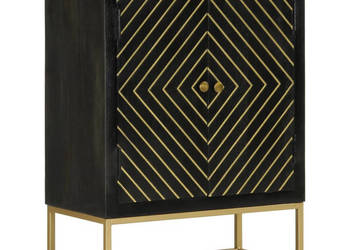 Szafka z 2 drzwiczek czarno-złota 55x30x75 cm drewno mango WM-352042