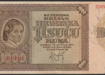 CHORWACJA 1000 KUNA 1941 - Z
