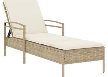Leżanka z poduszką beżowa 63x200x81 cm polirattan WM-368303