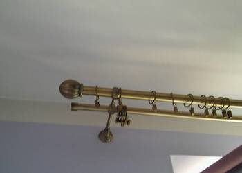 Karnisz podwójny mosiądz antyczny 240 cm 25mm/19 mm