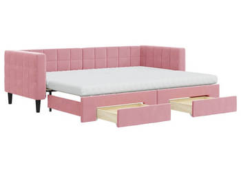 Sofa rozsuwana z szufladami różowa aksamit 80x200 cm WM-3196759