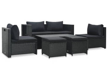 6-cz. zestaw wypoczynkowy do ogrodu poduszki rattan PE czarny WM-47809