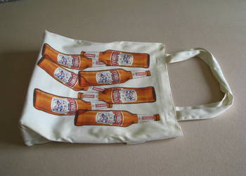 Duża bawełniana torba plażowa, piknikowa Żywiec typu shopper 54 x 47 cm