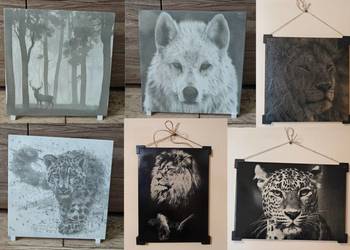 Wypalany wygrawerowany obraz na płytce - motywy zwierzęce