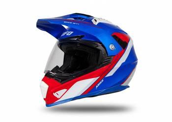 UFO KASK DUAL ARIES ENDURO Z SZYBĄ I BLENDĄ  BLUE RED