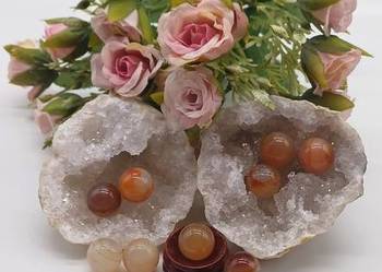 1szt. Kolekcjonerska mała kula agat wielobarwny 16mm biżuteria kolekcja #18