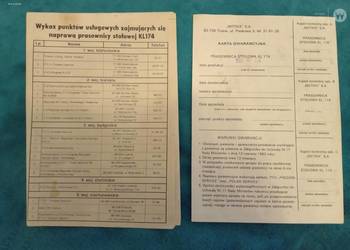 Sprzedam dokumenty dotyczące prasowalnicy stołowej metrix kl 174