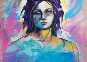 Akryl na płótnie "ANIOŁ" obraz 100x80cm artystki A. Laube