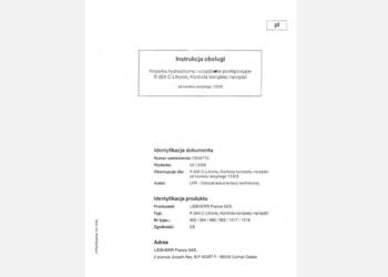 Liebherr R904C Litronic instrukcja obsługi DTR PL