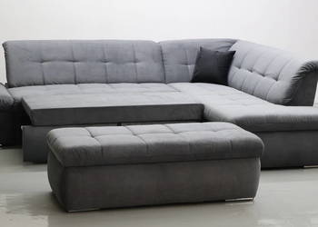TTO Popielaty Narożnik funkcja spania + PUFA rozkładana rogówka kanapa sofa