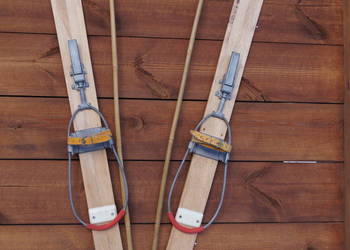 Stare narty dziecięce 100 cm + kijki