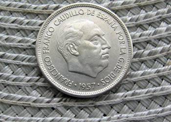 Hiszpania 5 Peset 1957r w gwiazdce 70 - Ładna