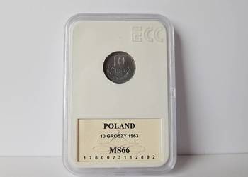 10 groszy 1963 rok MS66 holder GCN ECC, PRL