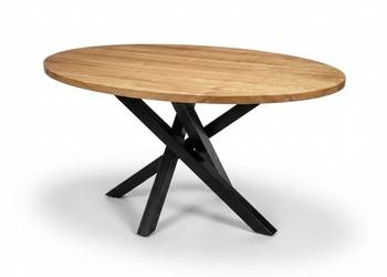 Unikalny stolik kawowy blat dębowy ręcznie robiony stalowe nogi pająk loft