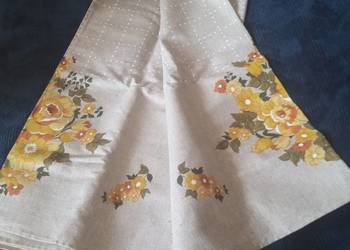 Obrus z lnu 140X140 cm vintage PRL
