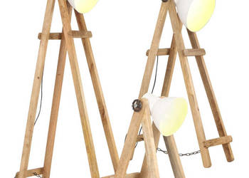 Lampy podłogowe 3 szt. białe E27 lite drewno mango WM-320594