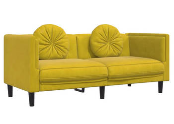 Sofa 2-osobowa z poduszkami żółta aksamit WM-372638