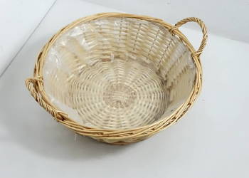 Wiklinowy koszyk z uszami i folią ochronną – Średnica 32 cm / Na kwiaty