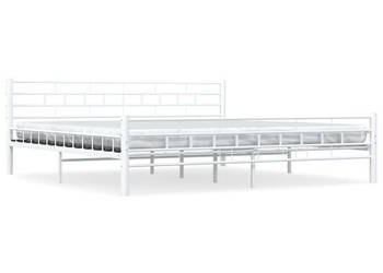 Łóżko Metalowe Białe Rama Łóżka Ze Stelażem Biała 200 x 200 cm WM-285301