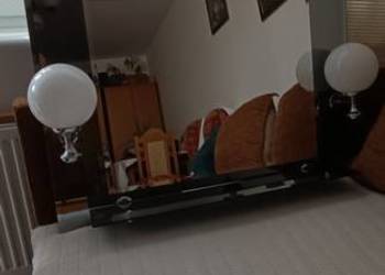 Lustro łazienkowe kryształowe z półką i kinkietami