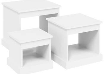 Stoliki kawowe 3 szt. białe materiał drewnopochodny WM-816488