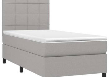 Łóżko kontynentalne z materacem jasnoszare tkanina 100x200cm WM-3134853