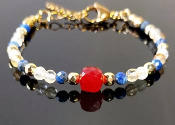 BRANSOLETKA STAL SZLACHETNA 316L KAMIEŃ CYTRYN LAPIS LAZULI HEMATYT UNIKAT