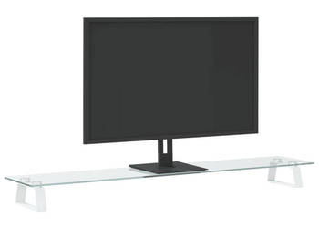 Podstawka pod monitor biała 100x20x8 cm szkło i metal WM-374218